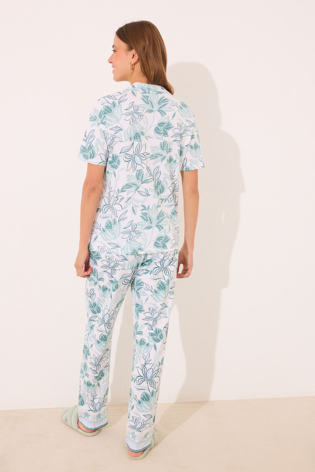 Short Sleeves Masculine Pyjama - White Print