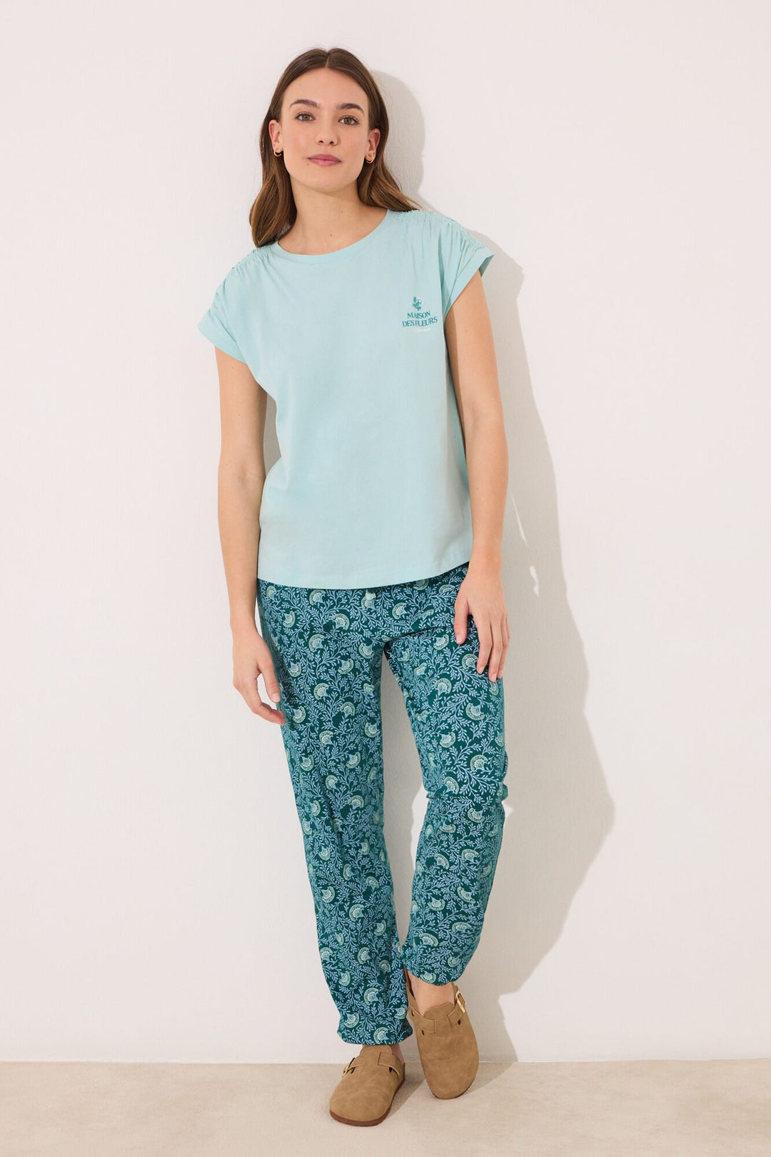 Short Sleeves Long Pant Pyjama - Bottle