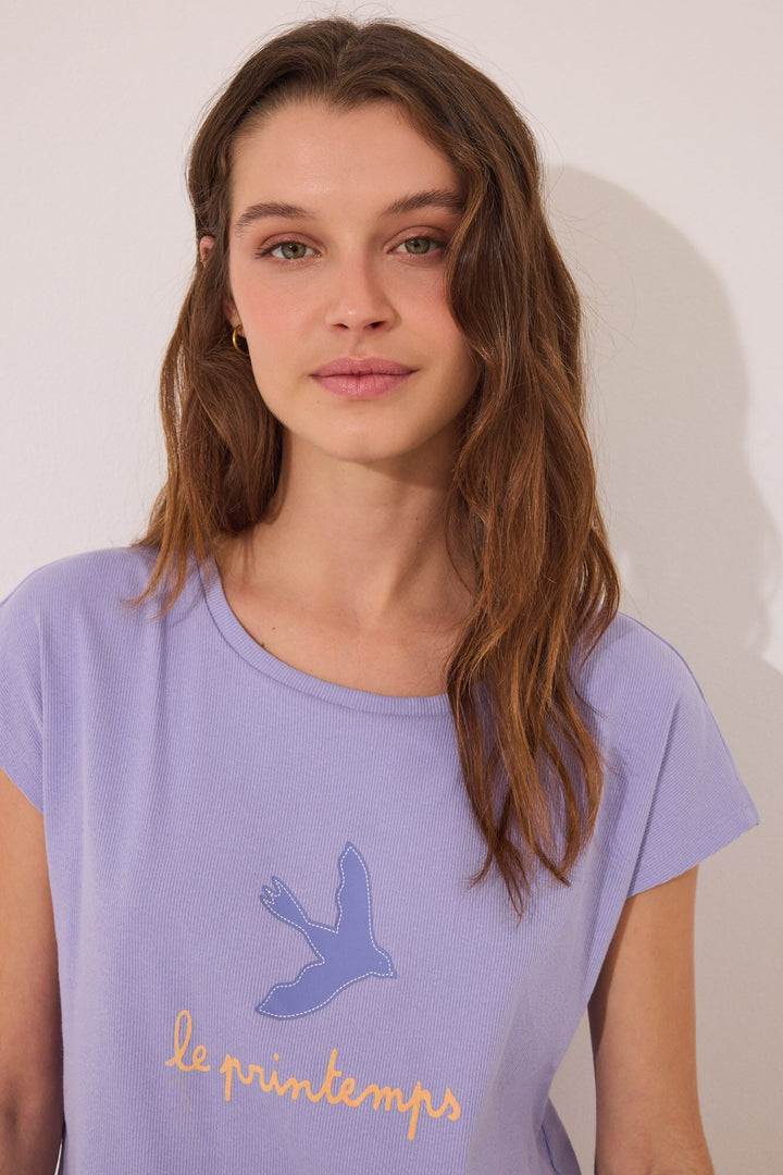Short Sleeves Short Pant Pyjama - Purple Lilac