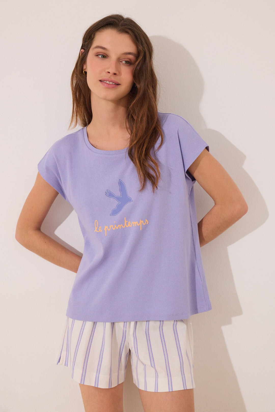 Short Sleeves Short Pant Pyjama - Purple Lilac