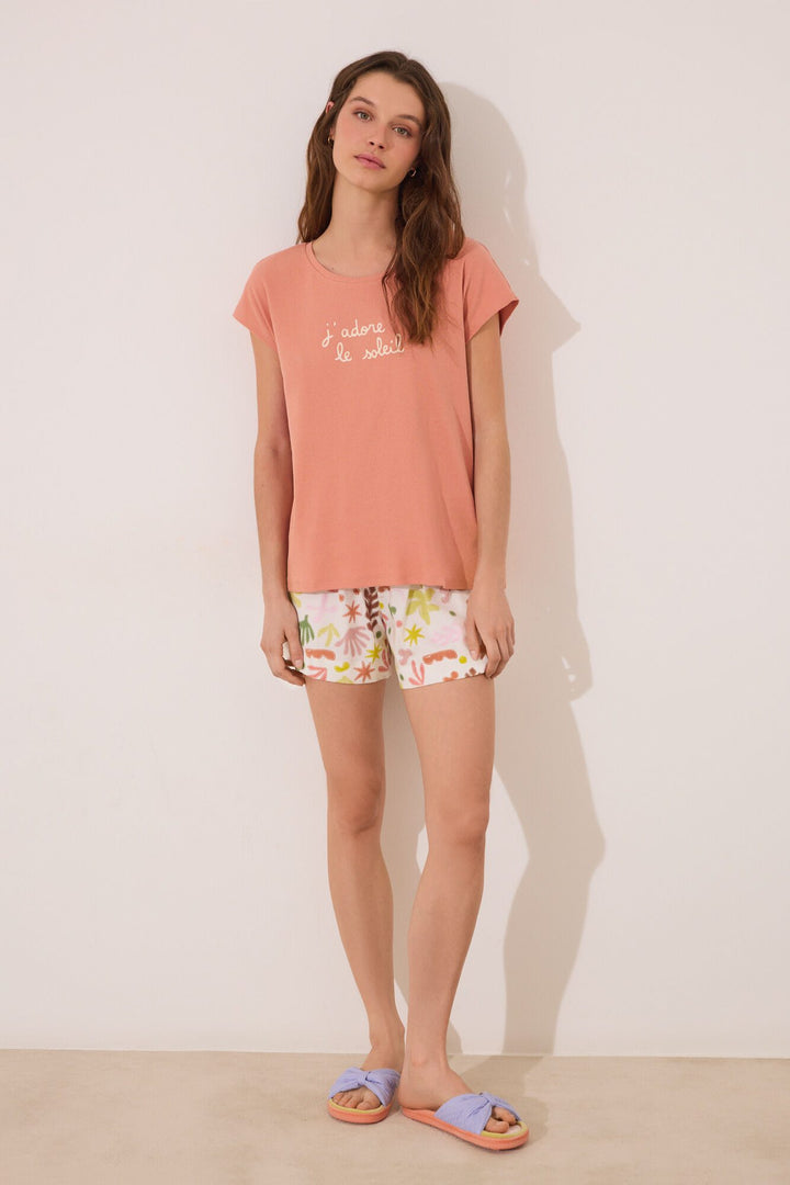 Short Sleeves Short Pant Pyjama - Orange