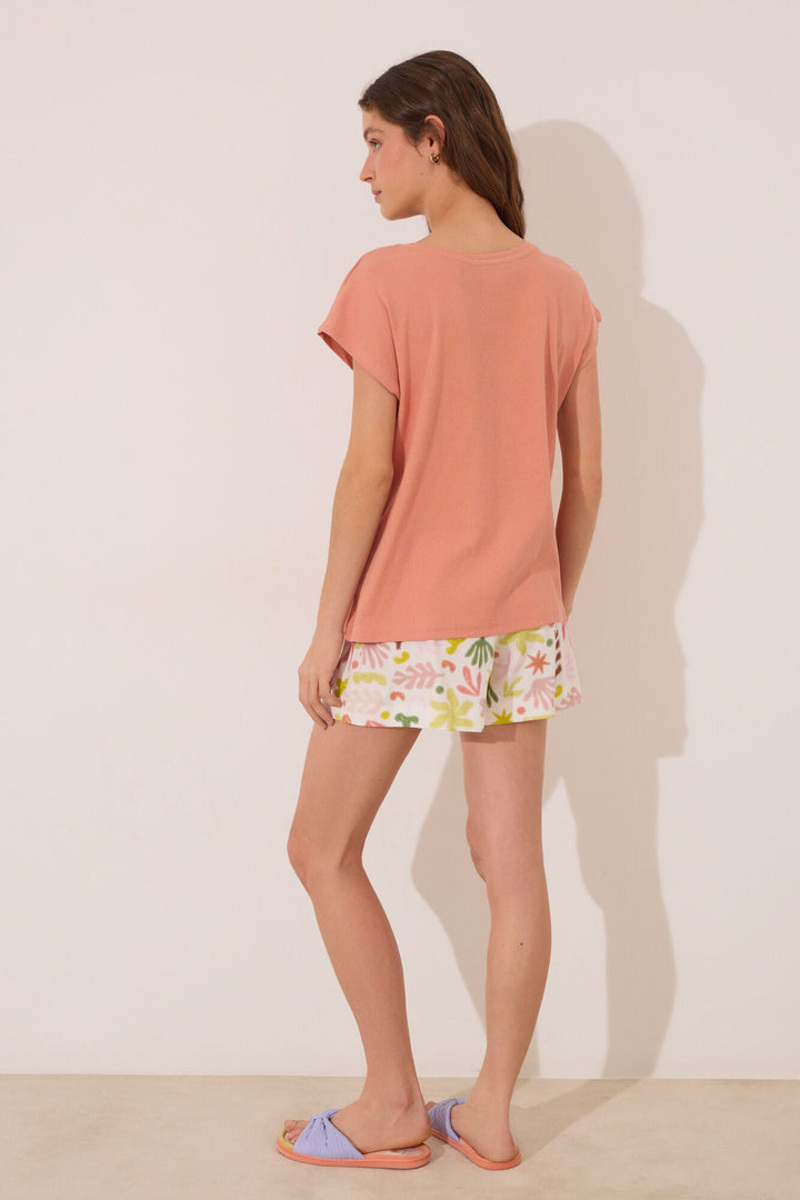 Short Sleeves Short Pant Pyjama - Orange
