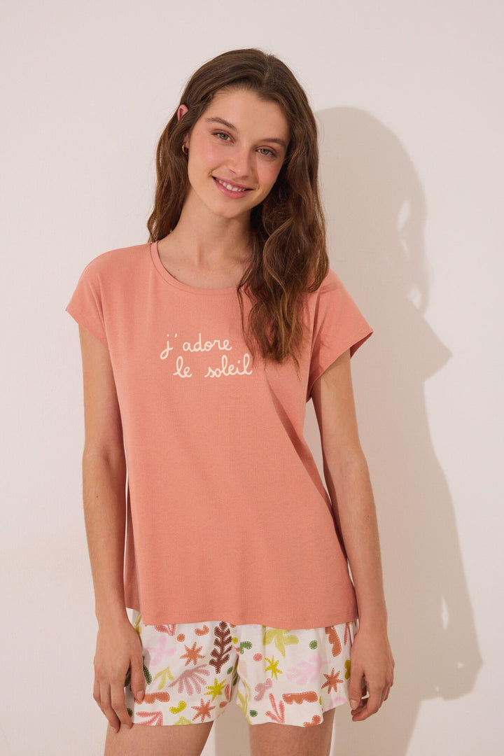 Short Sleeves Short Pant Pyjama - Orange