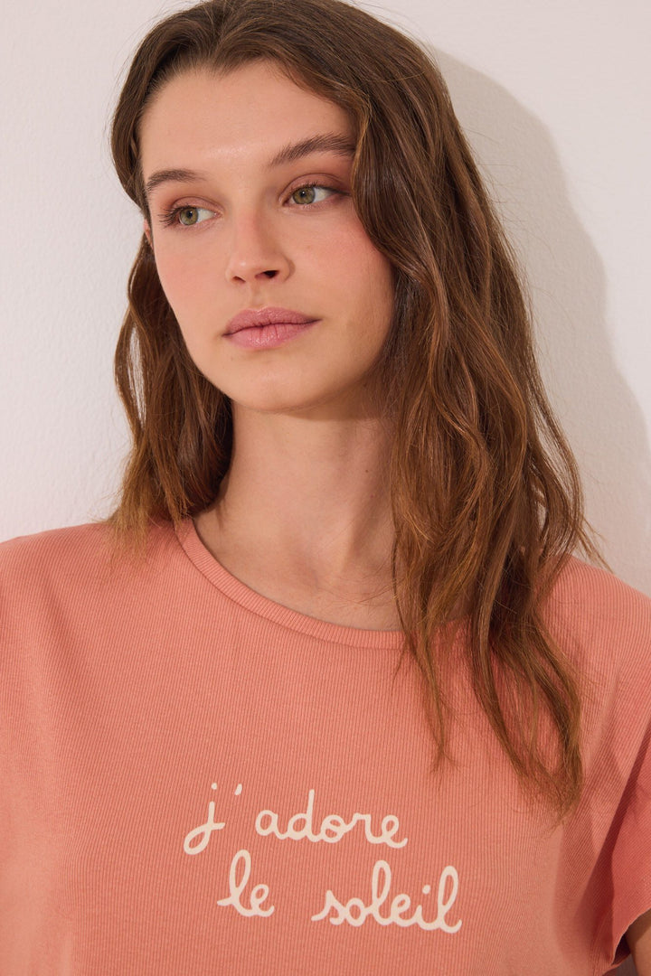 Short Sleeves Long Pant Pyjama - Orange