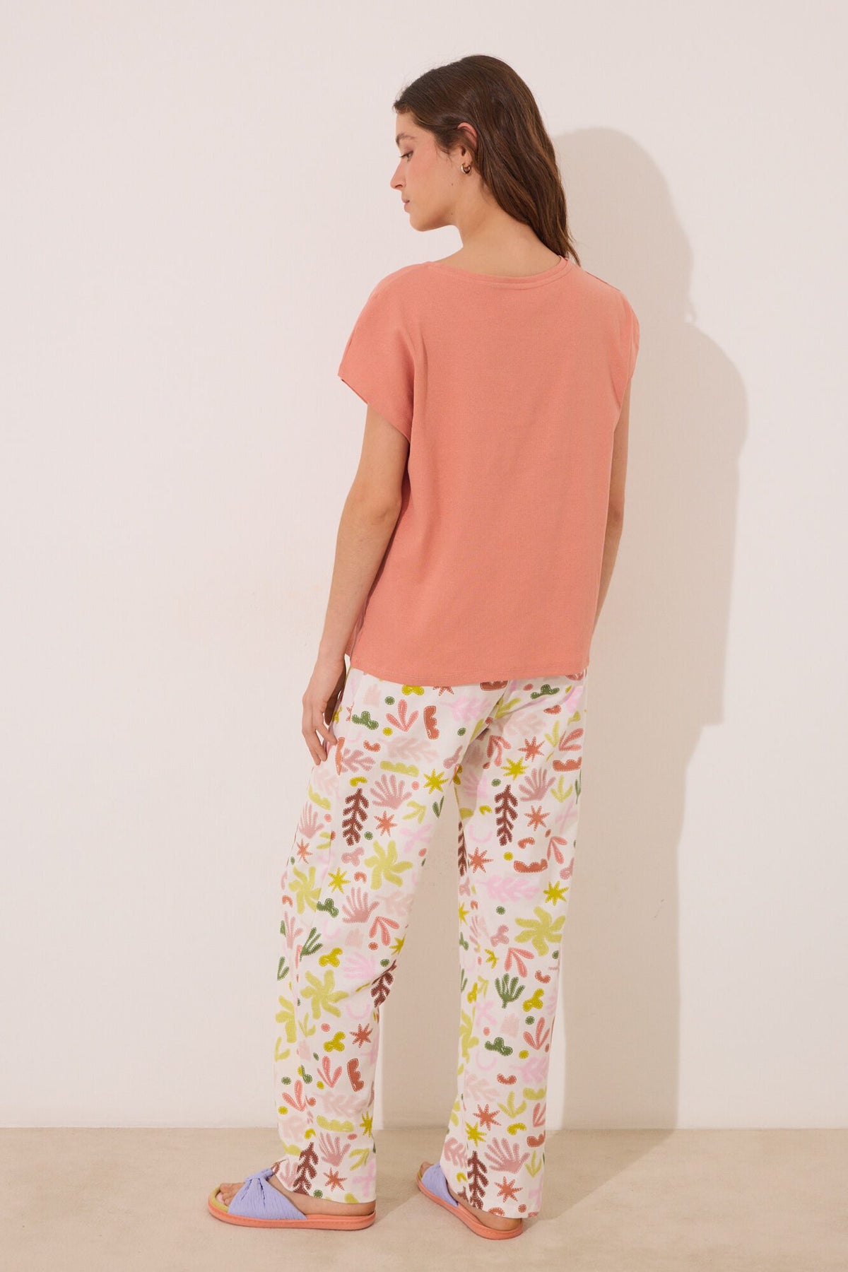 Short Sleeves Long Pant Pyjama - Orange