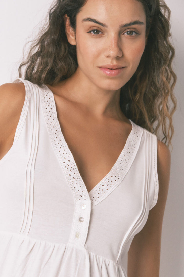 STRAPS SHORT NIGHTDRESS - Ivory