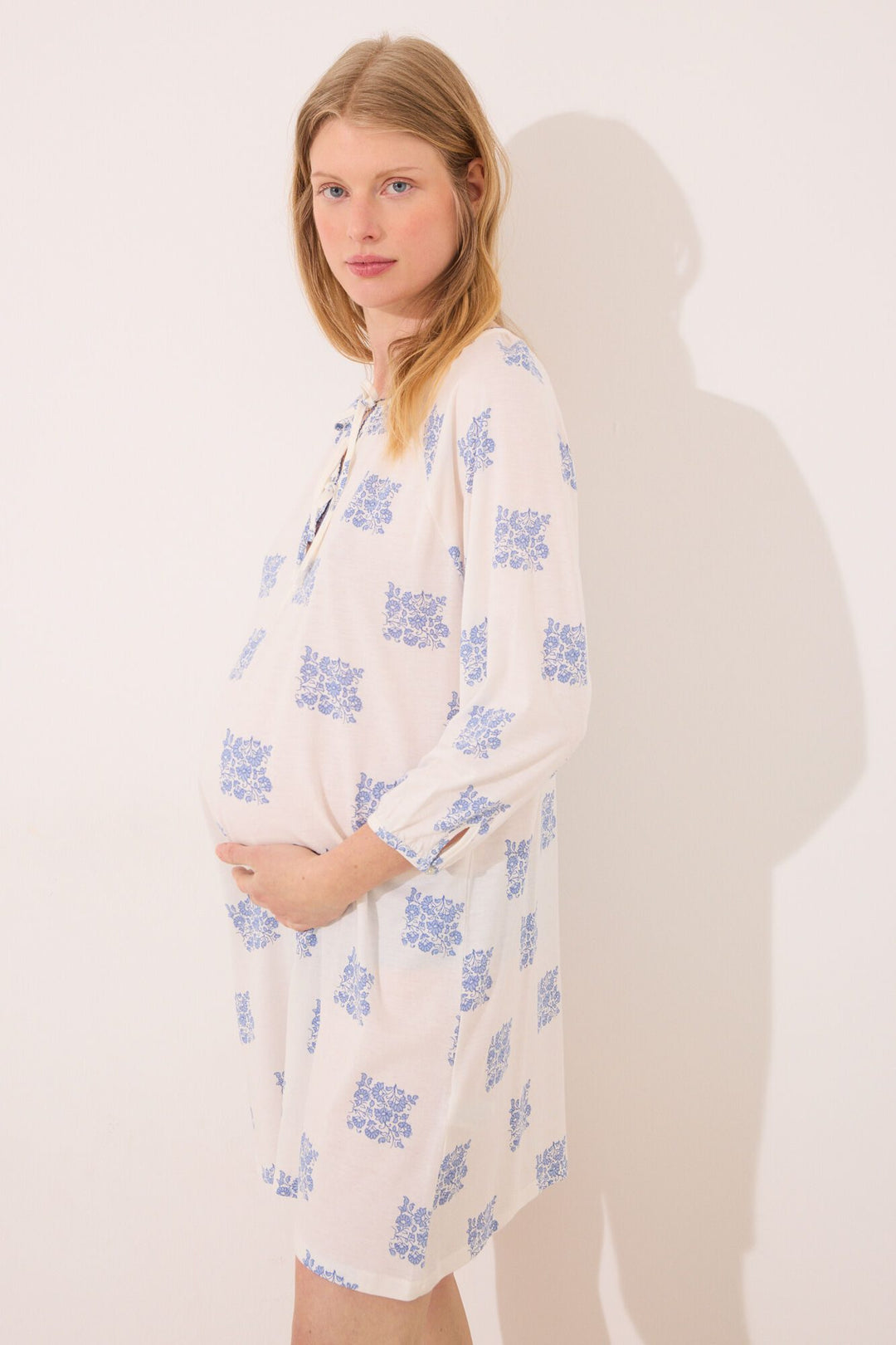 Long Sleeves Short Nightdress - Ivory