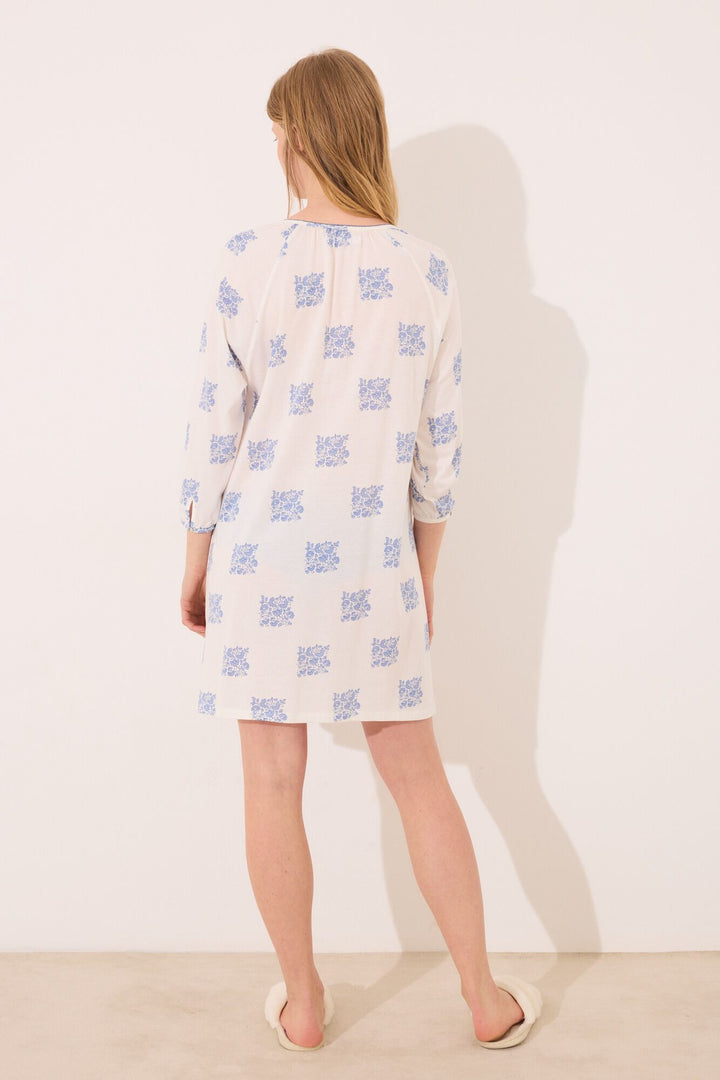 Long Sleeves Short Nightdress - Ivory
