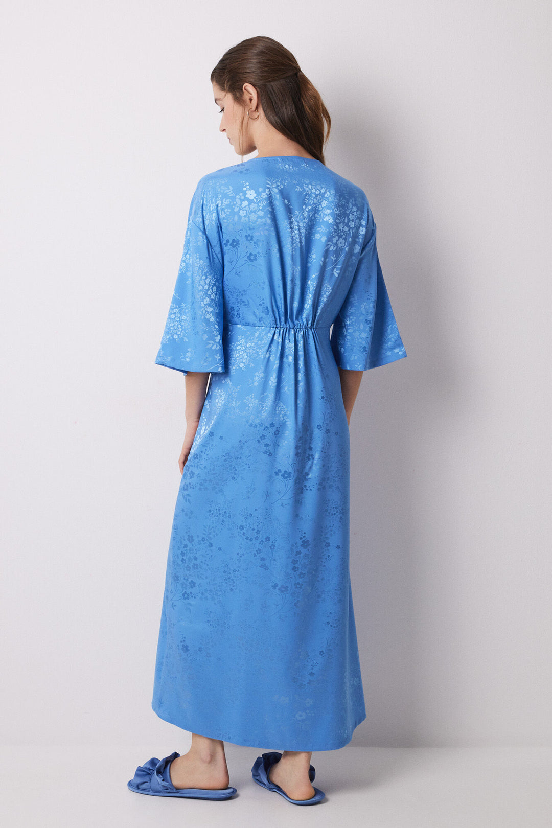 Long Sleeves Long Dress - Blue Print