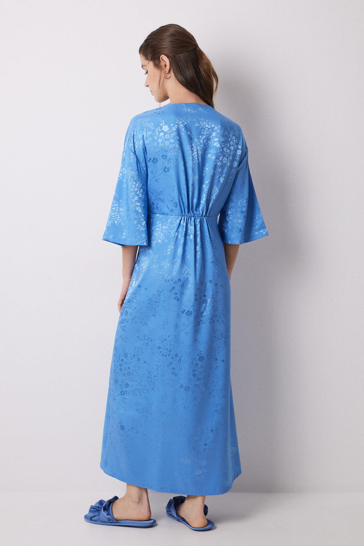 Long Sleeves Long Dress - Blue Print