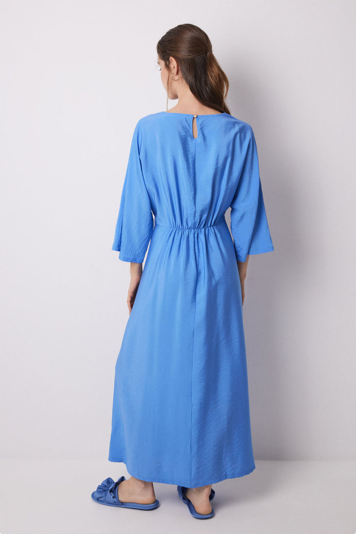Long Sleeves Long Dress - Blue Print