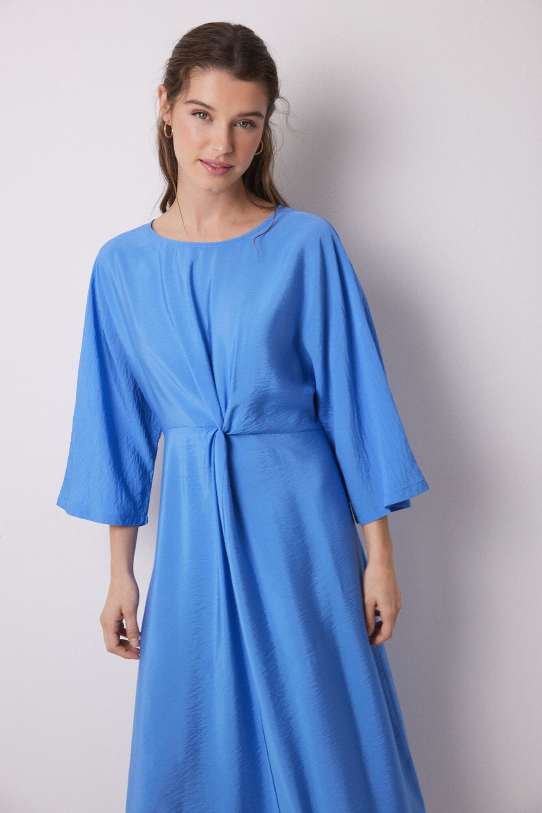 Long Sleeves Long Dress - Blue Print