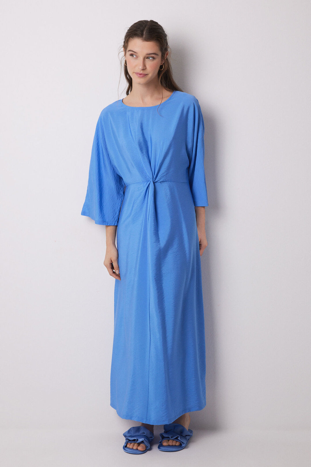 Long Sleeves Long Dress - Blue Print