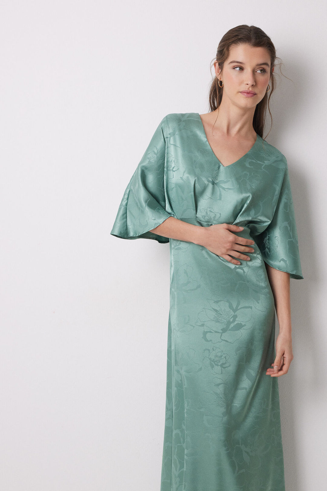Long Sleeves Long Dress - Green