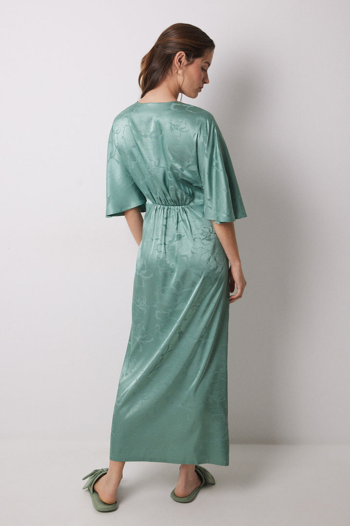 Long Sleeves Long Dress - Green