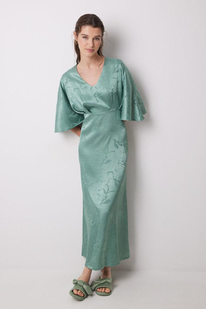 Long Sleeves Long Dress - Green