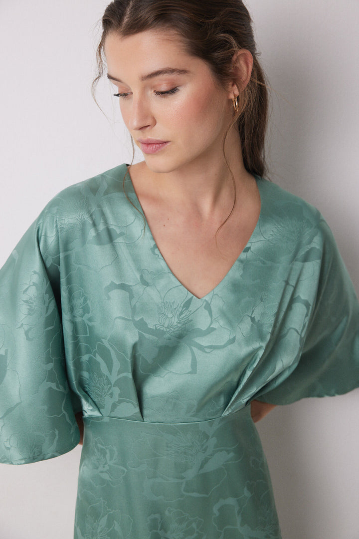 Long Sleeves Long Dress - Green