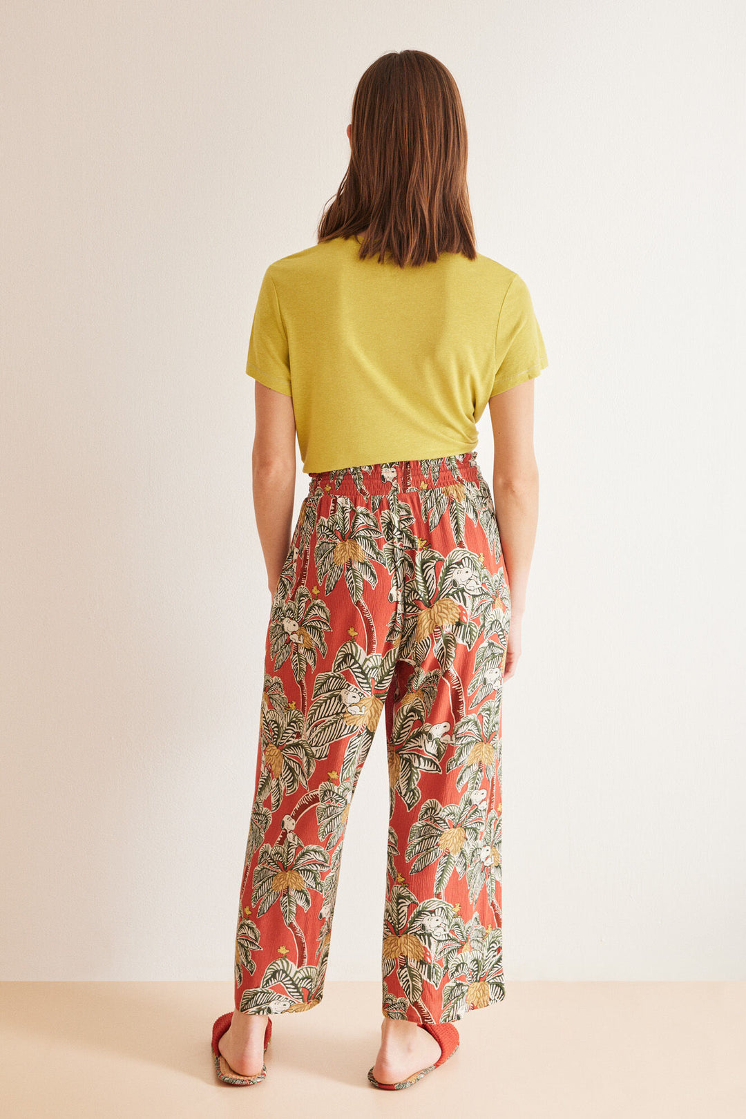 Long tropical Snoopy fluid trousers - Multicolor