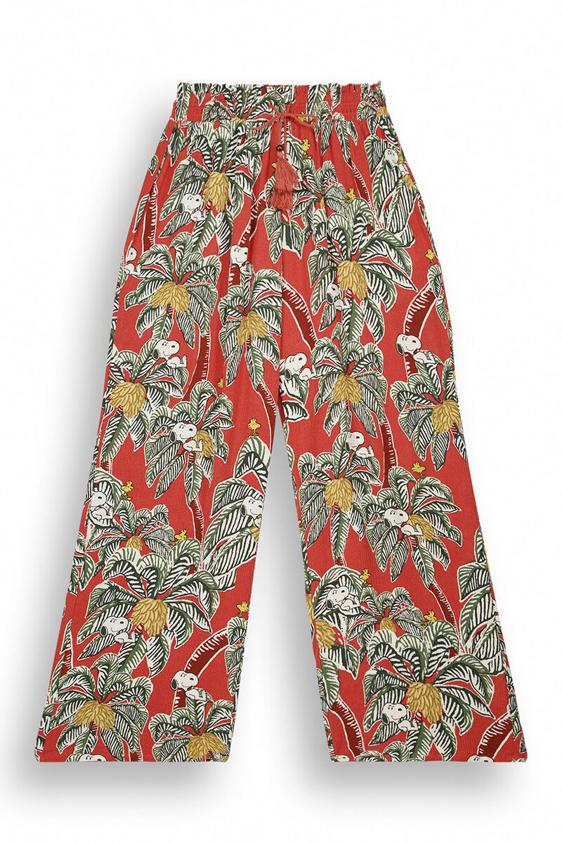 Long tropical Snoopy fluid trousers - Multicolor