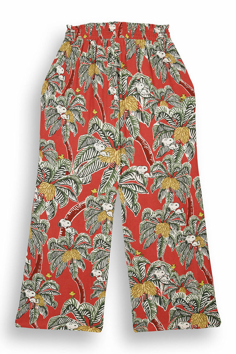 Long tropical Snoopy fluid trousers - Multicolor