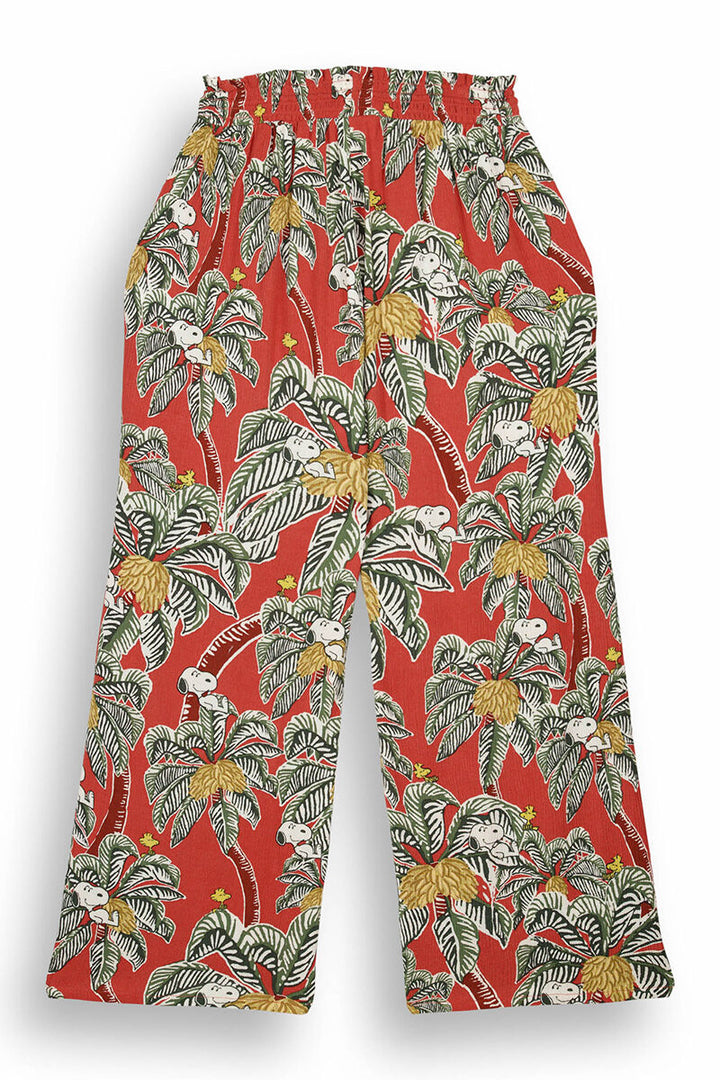 Long tropical Snoopy fluid trousers - Multicolor
