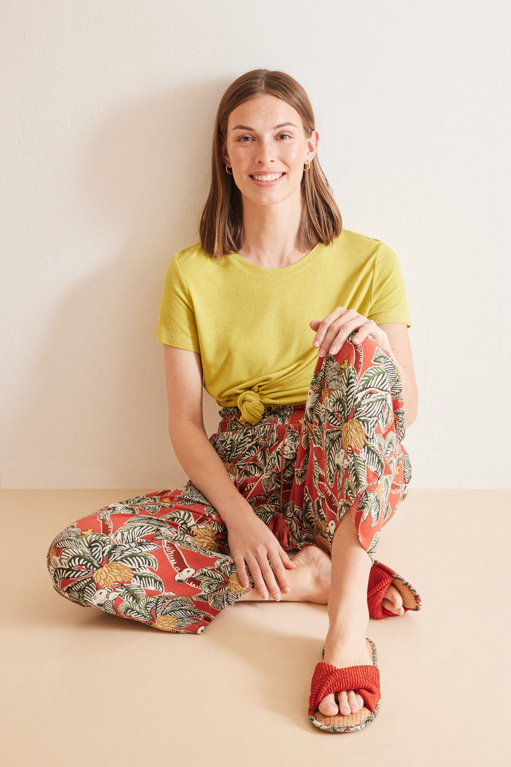Long tropical Snoopy fluid trousers - Multicolor