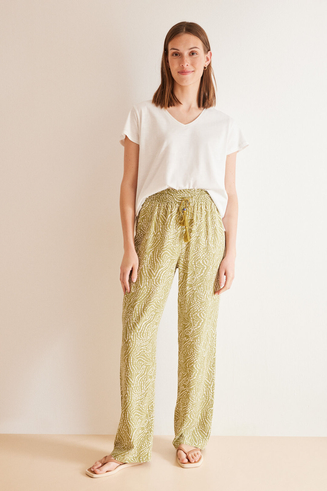 Green ethnic print trousers - Green Print