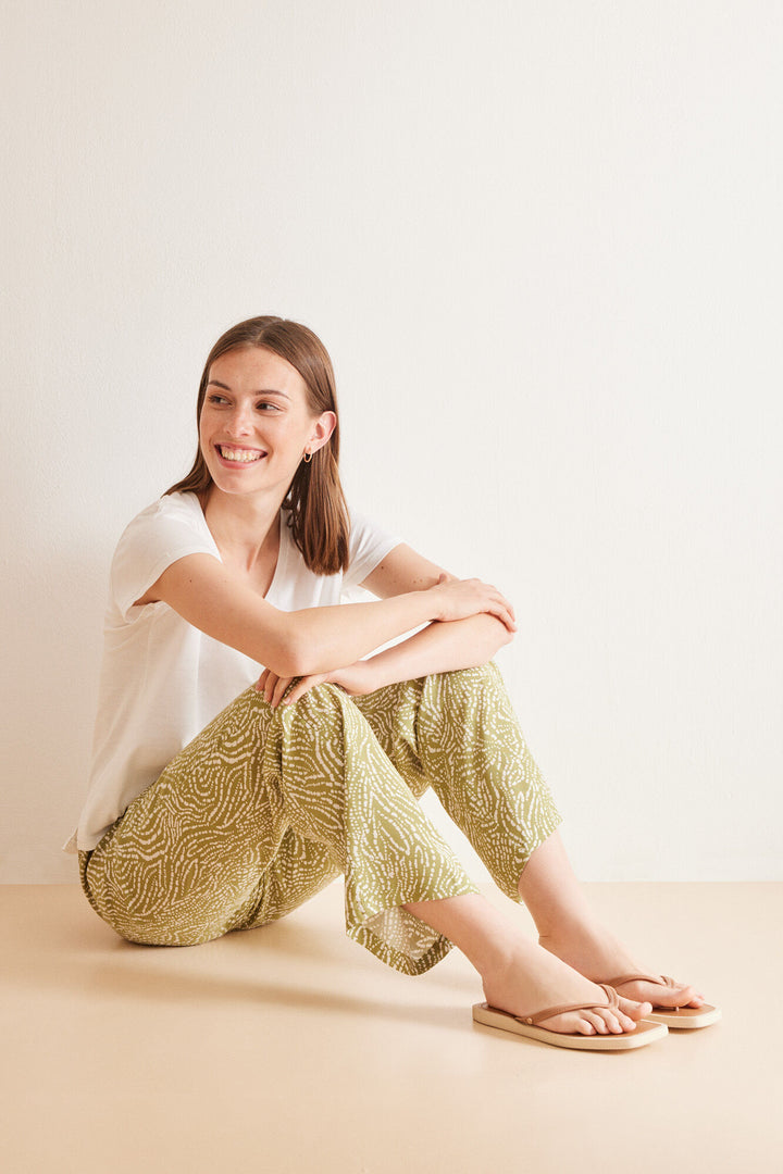 Green ethnic print trousers - Green Print