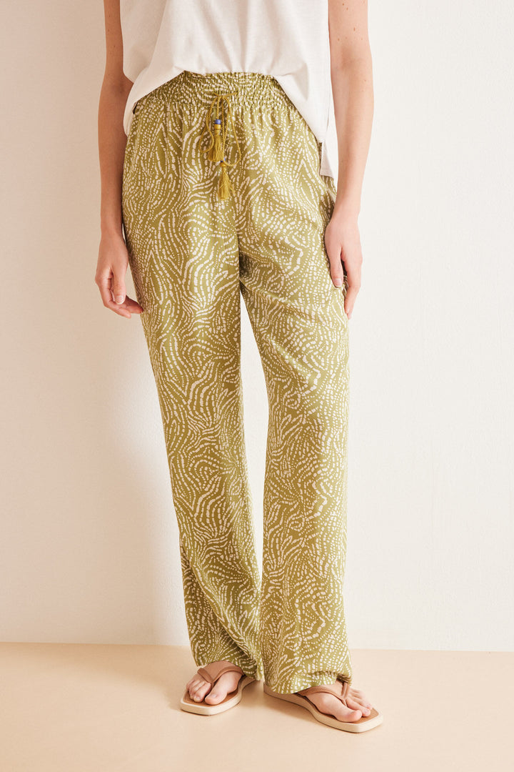 Green ethnic print trousers - Green Print