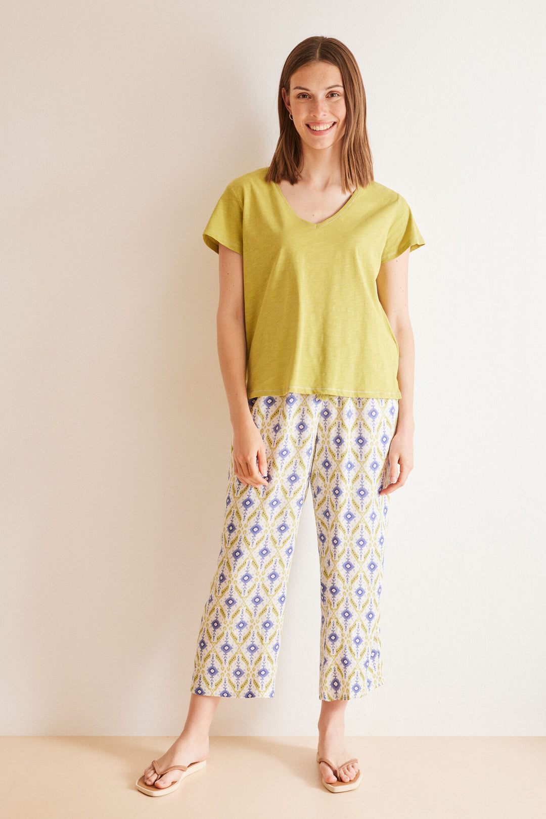 Ikat print capri trousers - Blue Print