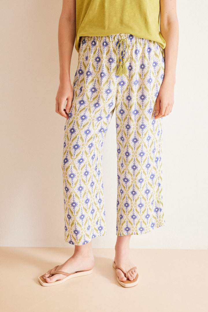 Ikat print capri trousers - Blue Print