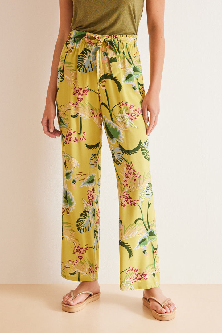 Long floaty floral trousers - Multicolor