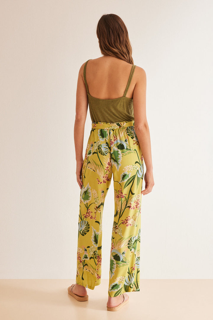 Long floaty floral trousers - Multicolor