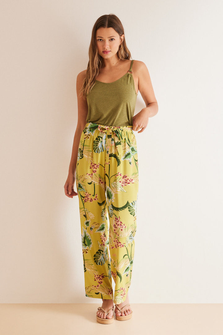 Long floaty floral trousers - Multicolor