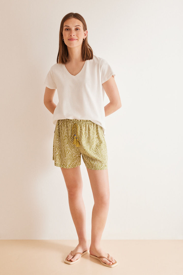 Green ethnic print shorts - Green Print