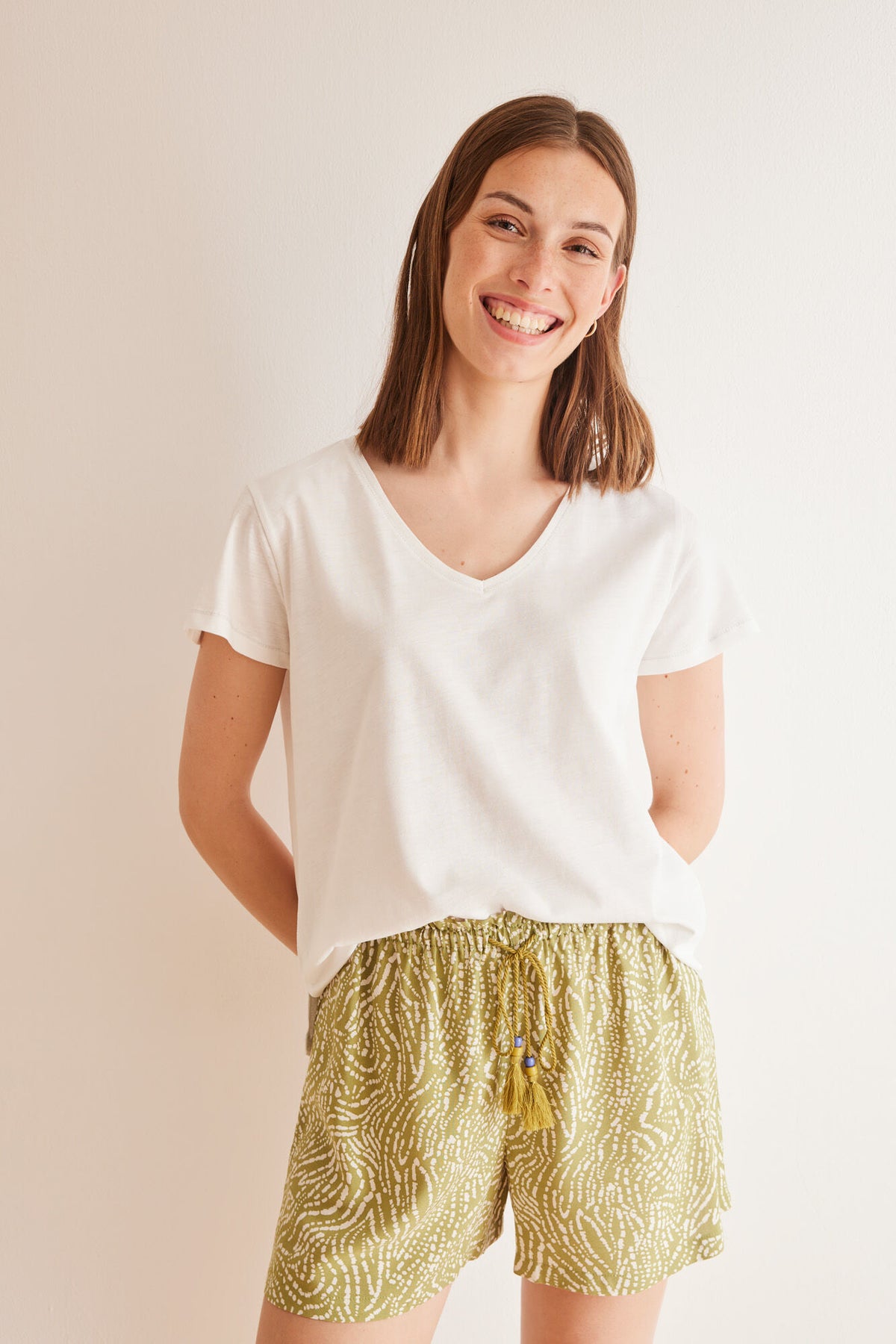 Green ethnic print shorts - Green Print
