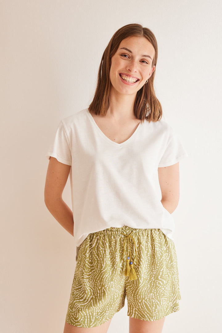 Green ethnic print shorts - Green Print