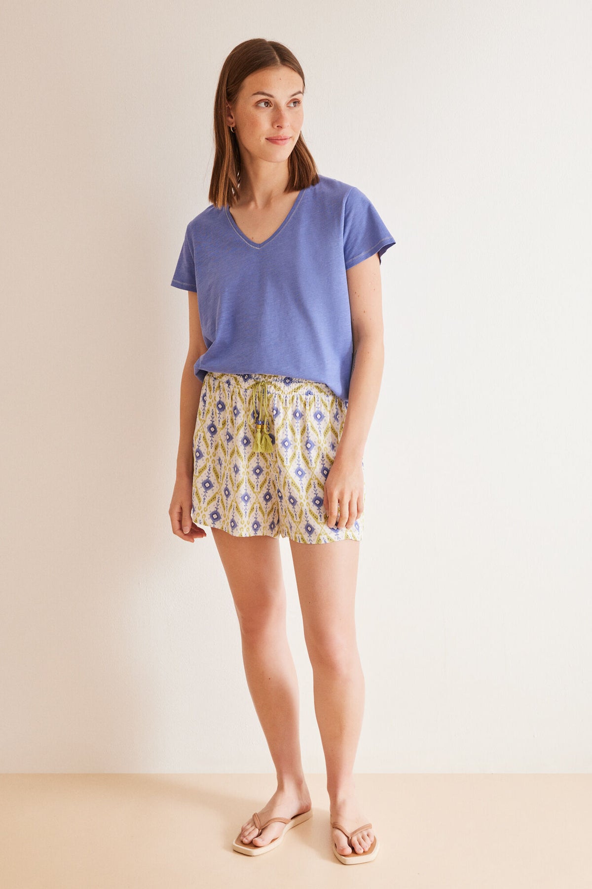 Ikat geometric print shorts - Blue Print