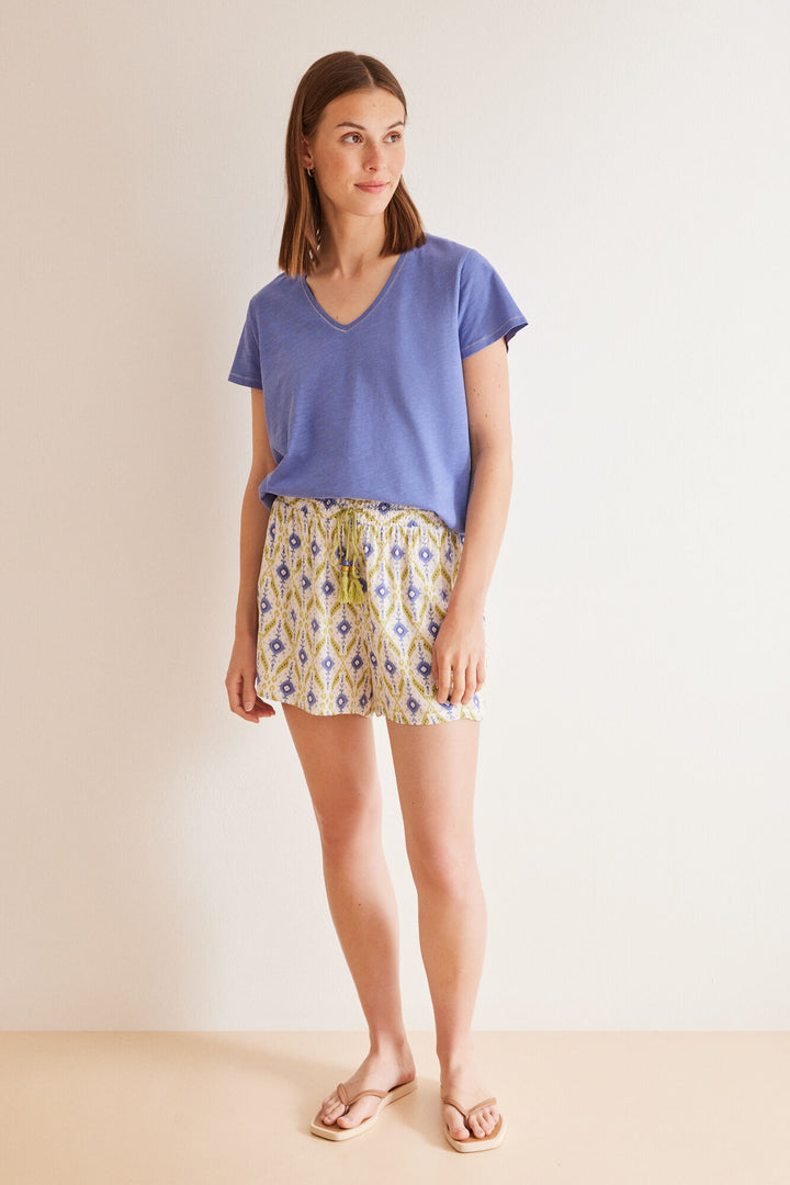Ikat geometric print shorts - Blue Print