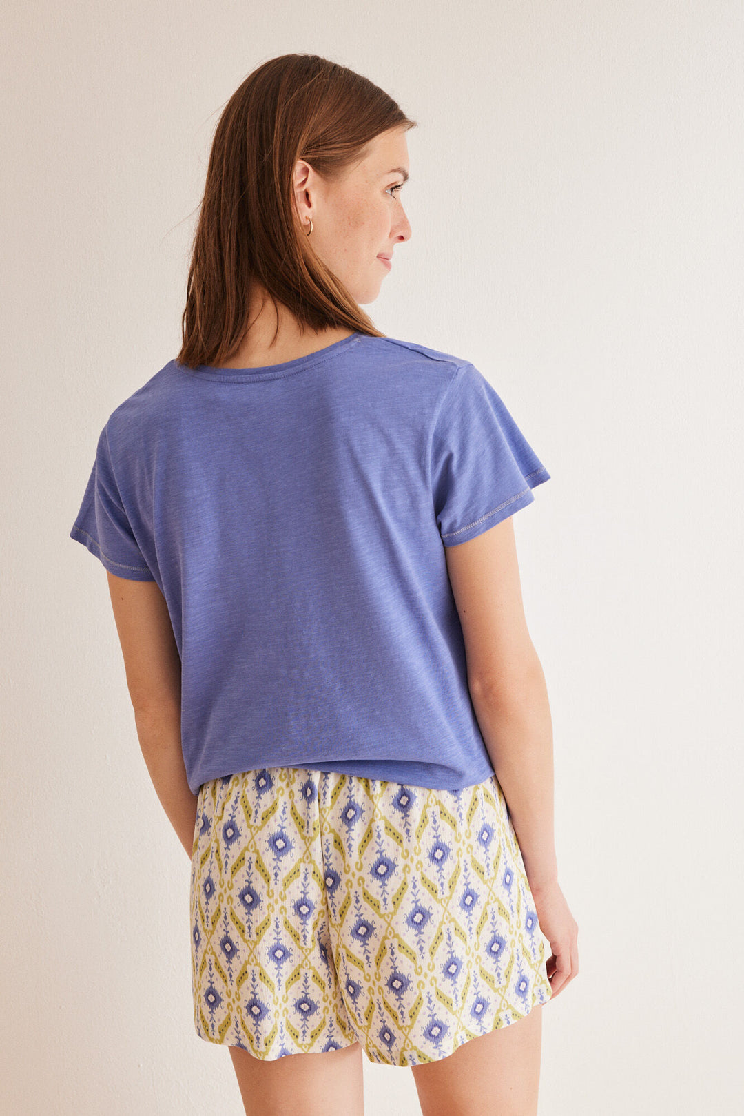 Ikat geometric print shorts - Blue Print