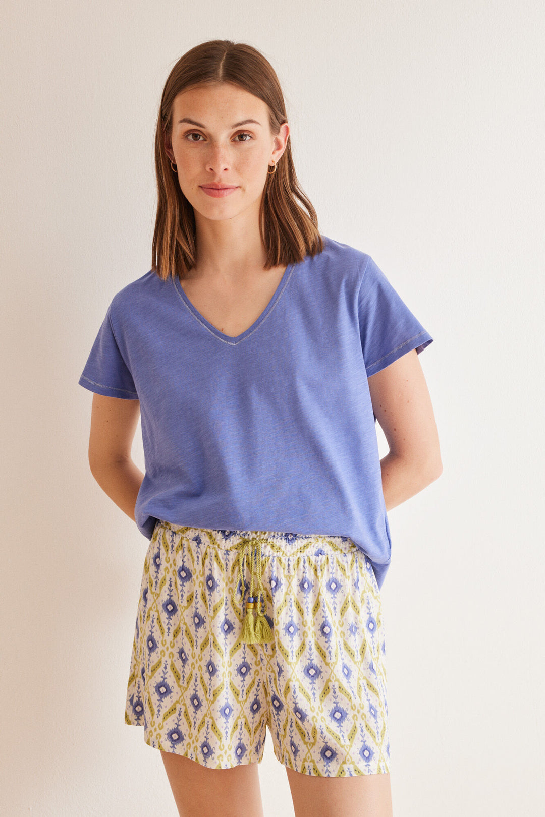 Ikat geometric print shorts - Blue Print