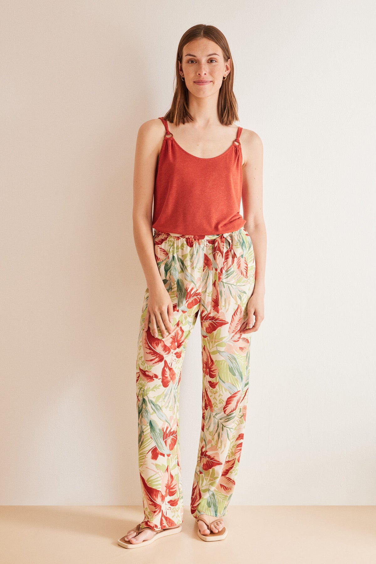 Long tropical fluid trousers - Multicolor