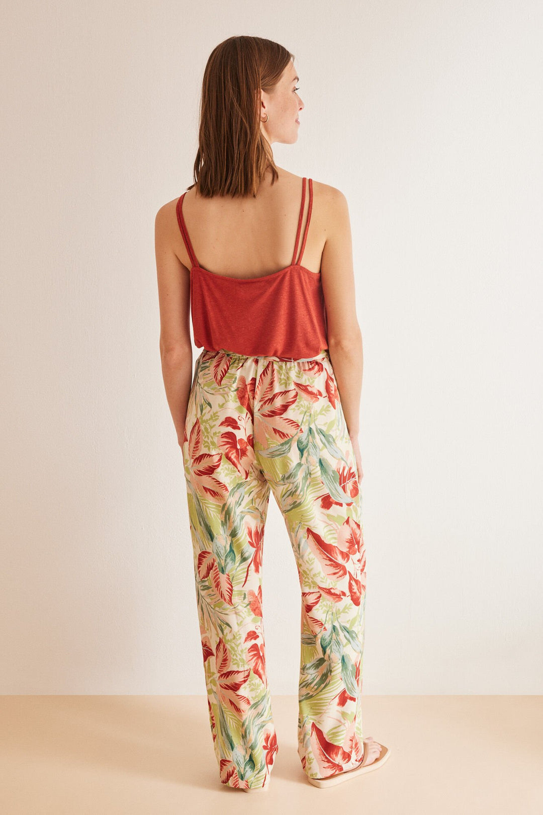 Long tropical fluid trousers - Multicolor