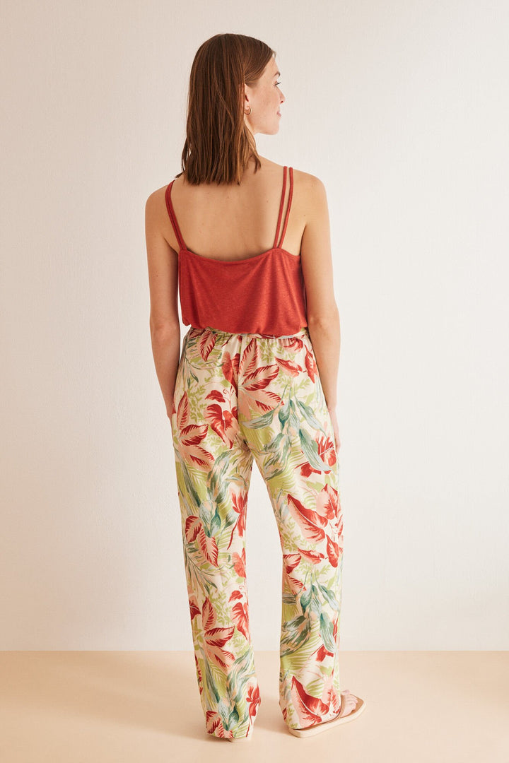 Long tropical fluid trousers - Multicolor