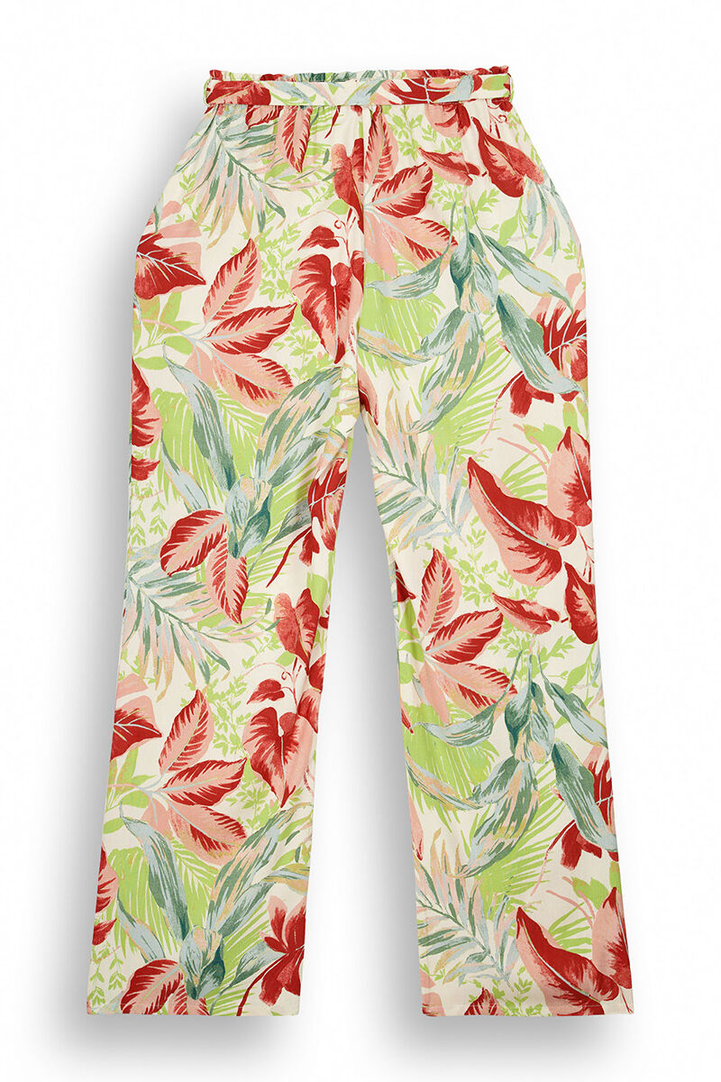 Long tropical fluid trousers - Multicolor