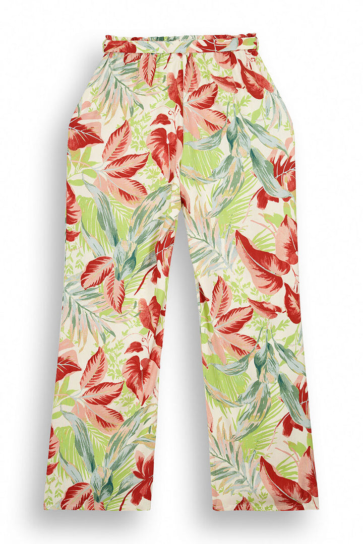Long tropical fluid trousers - Multicolor