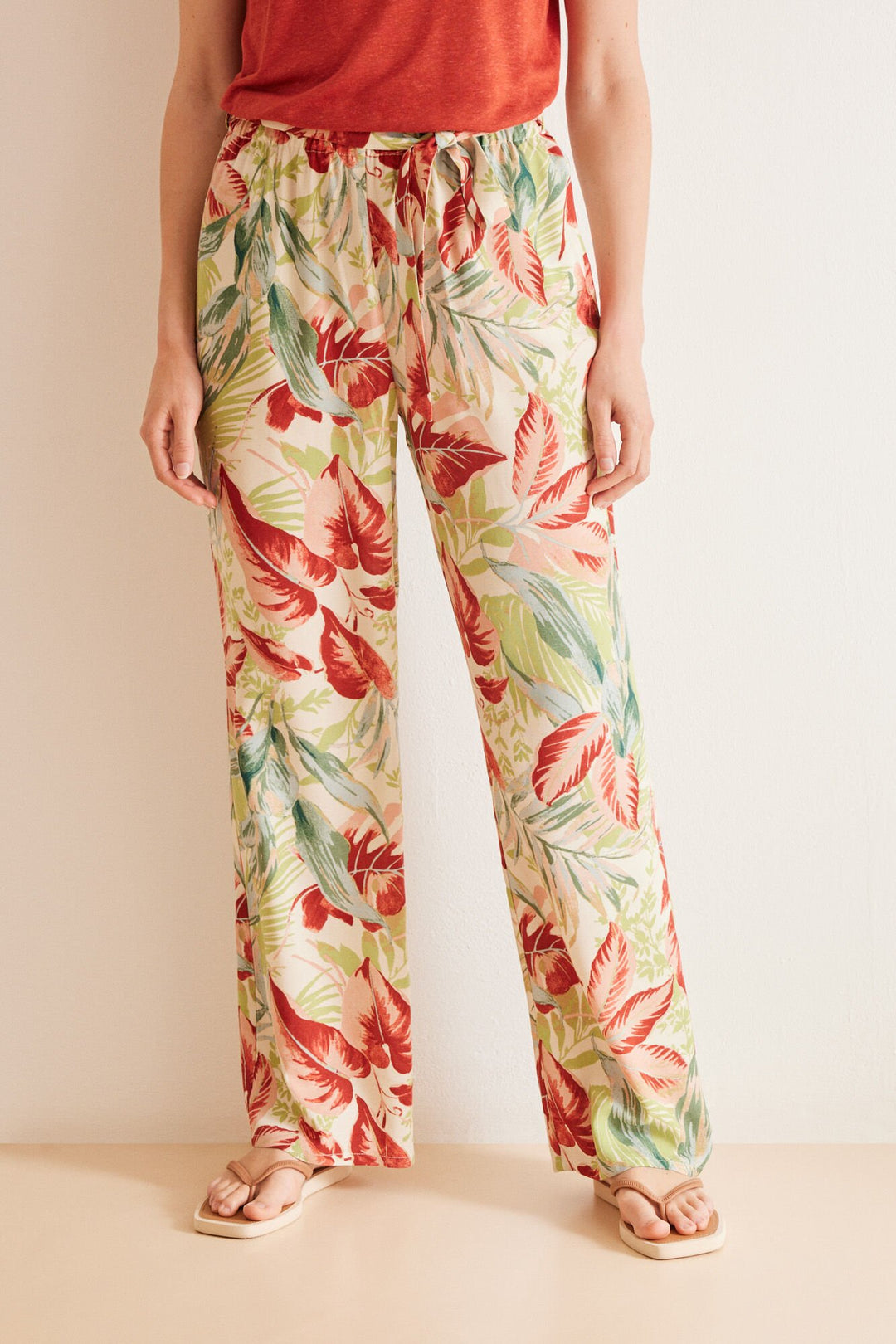 Long tropical fluid trousers - Multicolor
