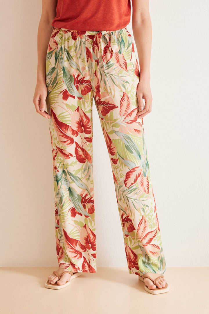 Long tropical fluid trousers - Multicolor
