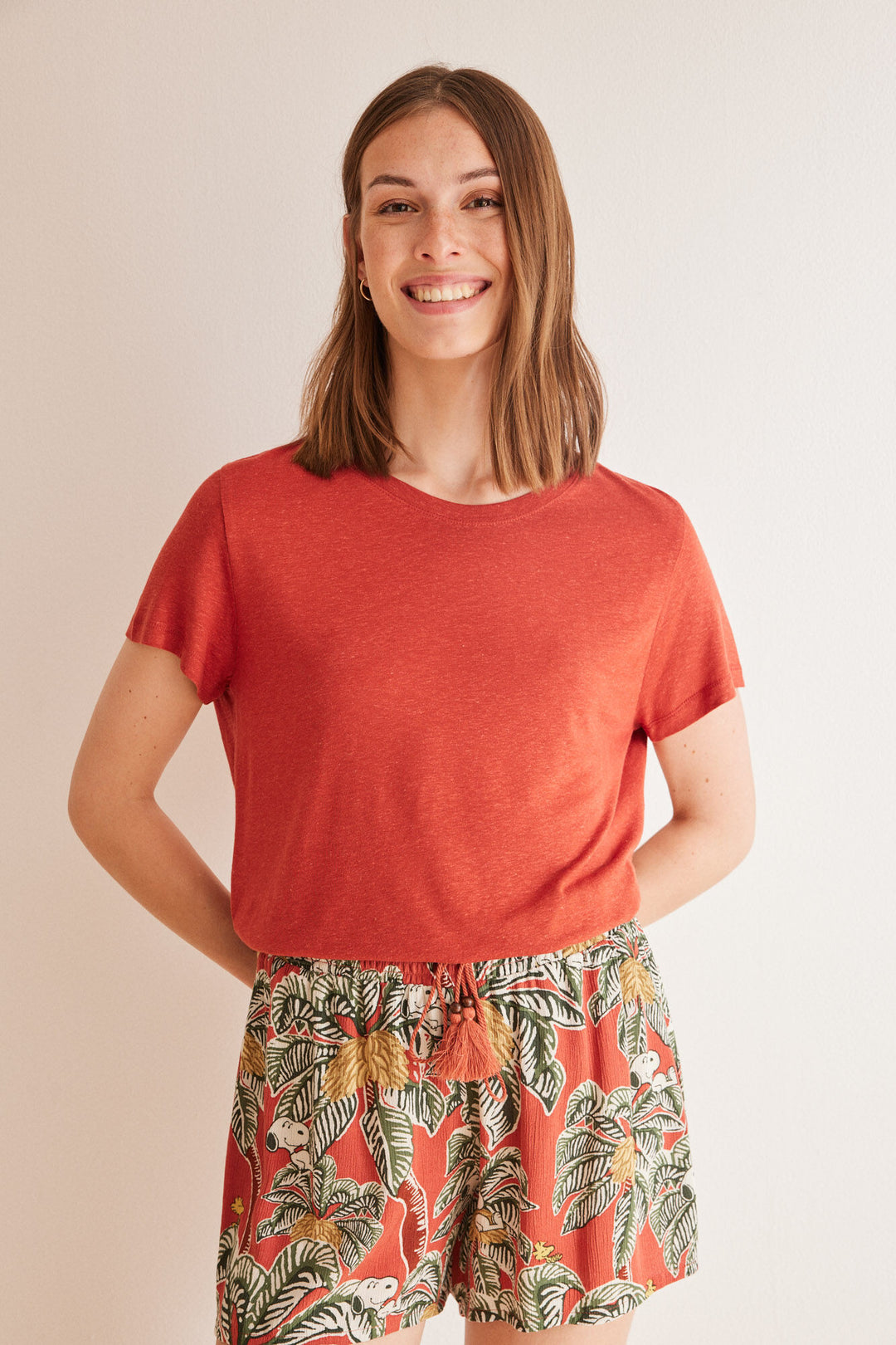 Tropical print viscose Snoopy shorts - Multicolor