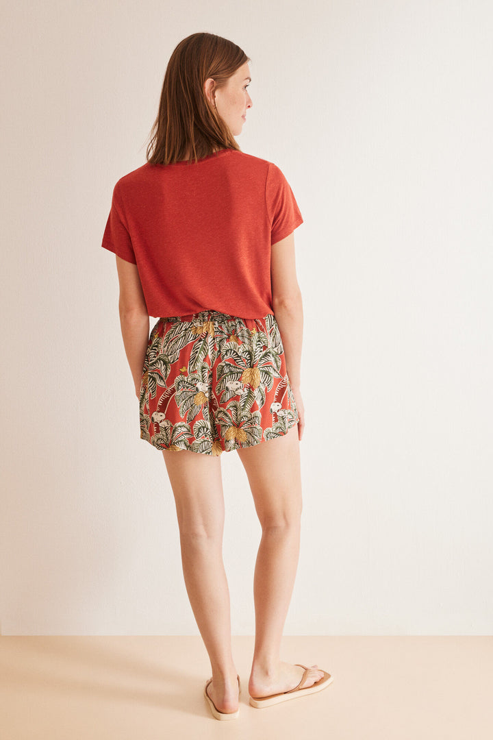 Tropical print viscose Snoopy shorts - Multicolor